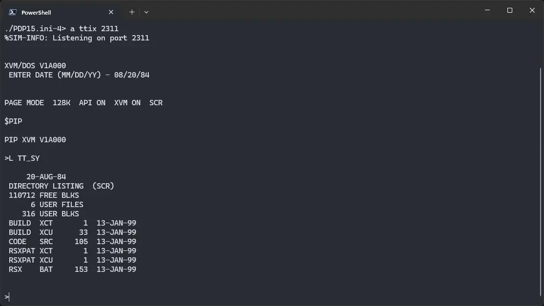 List of files in ! XVM/DOS