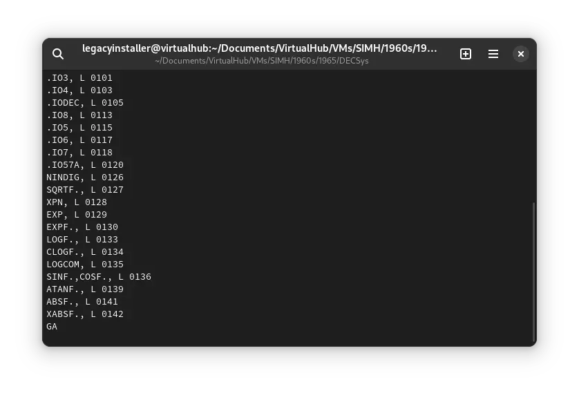 List of files in ! DECSys-7