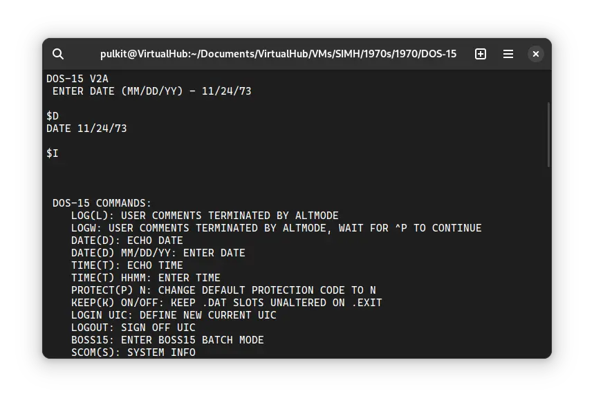 SIMH PDP-15 emulator with ! DOS-15