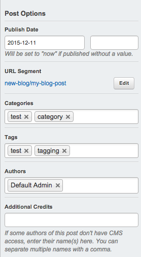 Setting blog options