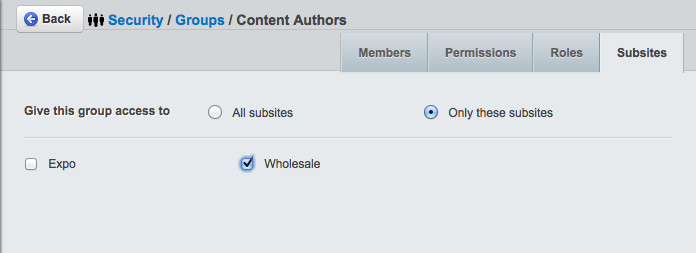 Group subsites access