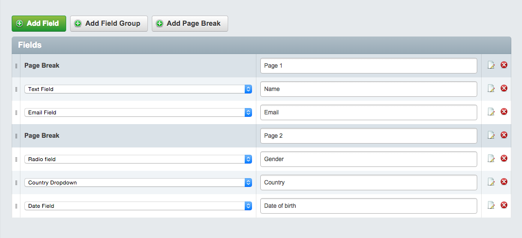 Multi-page forms