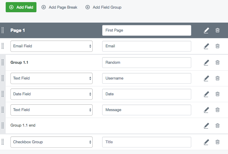 Adding fieldgroups