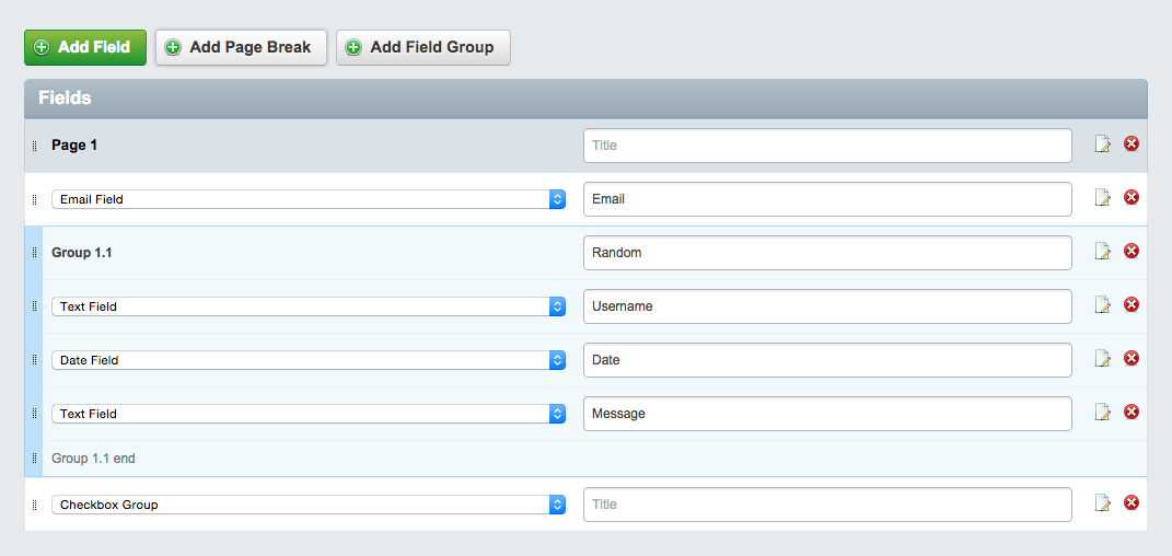 Adding fieldgroups